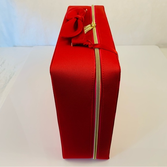 Estée Lauder Red Pink Peppermint Makeup Train Zip Case Travel Bag - Picture 9 of 12